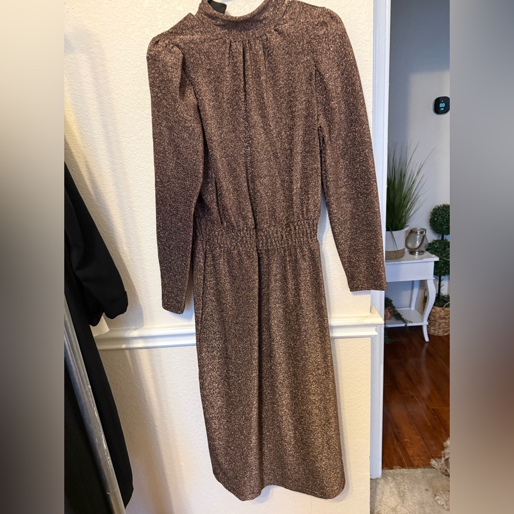 Large Ryegrass High Neck Long Sleeve Dress - Picture 2 of 13